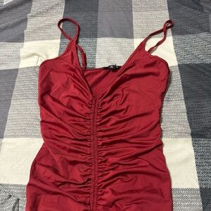 Fashion Nova Deep Red V-Neck Top